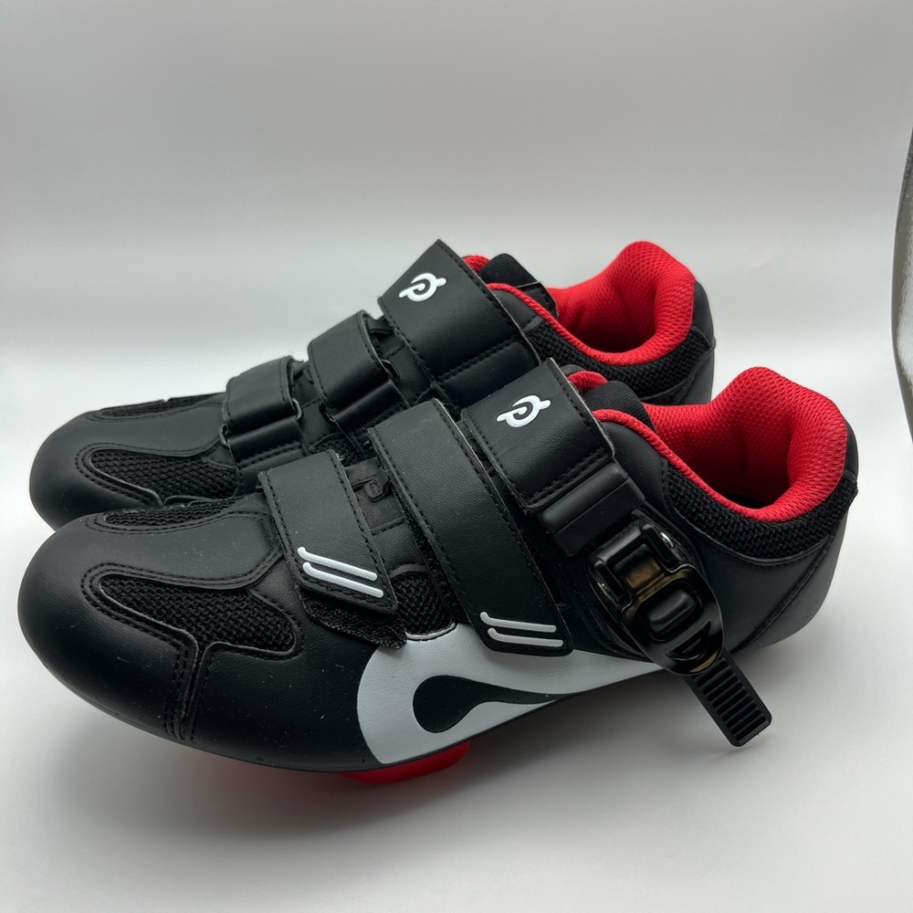 Women's Black and Red Athletic Cycling Shoes EU 37